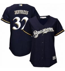 Womens Majestic Milwaukee Brewers 32 Jeremy Jeffress Replica Navy Blue Alternate Cool Base MLB Jersey Womens Majestic Milwaukee Brewers 32 Jeremy Jeffress Replica Navy Blue Alternate Cool Base MLB Jersey