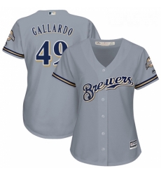 Womens Majestic Milwaukee Brewers 49 Yovani Gallardo Authentic Grey Road Cool Base MLB Jersey Womens Majestic Milwaukee Brewers 49 Yovani Gallardo Authentic Grey Road Cool Base MLB Jersey