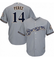 Youth Majestic Milwaukee Brewers 14 Hernan Perez Replica Grey Road Cool Base MLB Jersey Youth Majestic Milwaukee Brewers 14 Hernan Perez Replica Grey Road Cool Base MLB Jersey