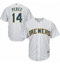 Youth Majestic Milwaukee Brewers 14 Hernan Perez Replica White Home Cool Base MLB Jersey Youth Majestic Milwaukee Brewers 14 Hernan Perez Replica White Home Cool Base MLB Jersey