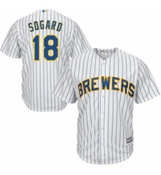 Youth Majestic Milwaukee Brewers 18 Eric Sogard Replica White Home Cool Base MLB Jersey Youth Majestic Milwaukee Brewers 18 Eric Sogard Replica White Home Cool Base MLB Jersey