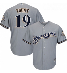 Youth Majestic Milwaukee Brewers 19 Robin Yount Authentic Grey Road Cool Base MLB Jersey Youth Majestic Milwaukee Brewers 19 Robin Yount Authentic Grey Road Cool Base MLB Jersey