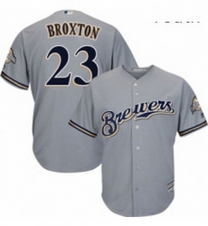 Youth Majestic Milwaukee Brewers 23 Keon Broxton Authentic Grey Road Cool Base MLB Jersey Youth Majestic Milwaukee Brewers 23 Keon Broxton Authentic Grey Road Cool Base MLB Jersey