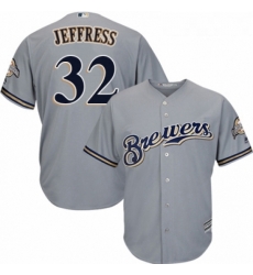 Youth Majestic Milwaukee Brewers 32 Jeremy Jeffress Authentic Grey Road Cool Base MLB Jersey Youth Majestic Milwaukee Brewers 32 Jeremy Jeffress Authentic Grey Road Cool Base MLB Jersey