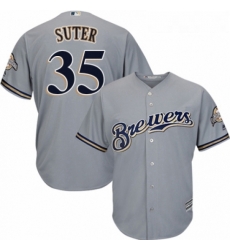 Youth Majestic Milwaukee Brewers 35 Brent Suter Replica Grey Road Cool Base MLB Jersey Youth Majestic Milwaukee Brewers 35 Brent Suter Replica Grey Road Cool Base MLB Jersey
