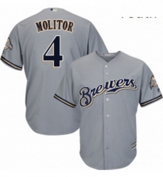Youth Majestic Milwaukee Brewers 4 Paul Molitor Authentic Grey Road Cool Base MLB Jersey Youth Majestic Milwaukee Brewers 4 Paul Molitor Authentic Grey Road Cool Base MLB Jersey