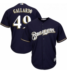 Youth Majestic Milwaukee Brewers 49 Yovani Gallardo Authentic Navy Blue Alternate Cool Base MLB Jersey Youth Majestic Milwaukee Brewers 49 Yovani Gallardo Authentic Navy Blue Alternate Cool Base MLB Jersey