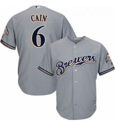 Youth Majestic Milwaukee Brewers 6 Lorenzo Cain Replica Grey Road Cool Base MLB Jersey Youth Majestic Milwaukee Brewers 6 Lorenzo Cain Replica Grey Road Cool Base MLB Jersey