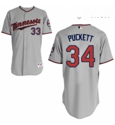 Mens Majestic Minnesota Twins 34 Kirby Puckett Replica Grey Road Cool Base MLB Jersey Mens Majestic Minnesota Twins 34 Kirby Puckett Replica Grey Road Cool Base MLB Jersey
