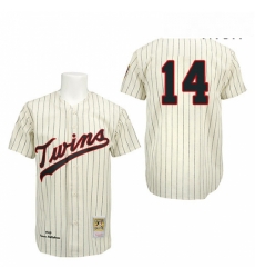 Mens Mitchell and Ness 1969 Minnesota Twins 14 Kent Hrbek Authentic Cream Throwback MLB Jersey Mens Mitchell and Ness 1969 Minnesota Twins 14 Kent Hrbek Authentic Cream Throwback MLB Jersey