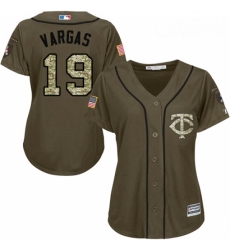 Womens Majestic Minnesota Twins 19 Kennys Vargas Replica Green Salute to Service MLB Jersey Womens Majestic Minnesota Twins 19 Kennys Vargas Replica Green Salute to Service MLB Jersey