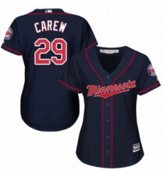 Womens Majestic Minnesota Twins 29 Rod Carew Replica Navy Blue Alternate Road Cool Base MLB Jersey Womens Majestic Minnesota Twins 29 Rod Carew Replica Navy Blue Alternate Road Cool Base MLB Jersey