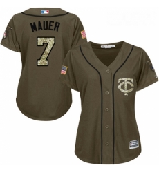 Womens Majestic Minnesota Twins 7 Joe Mauer Replica Green Salute to Service MLB Jersey Womens Majestic Minnesota Twins 7 Joe Mauer Replica Green Salute to Service MLB Jersey
