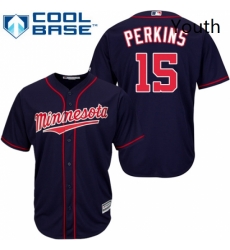 Youth Majestic Minnesota Twins 15 Glen Perkins Replica Navy Blue Alternate Road Cool Base MLB Jersey Youth Majestic Minnesota Twins 15 Glen Perkins Replica Navy Blue Alternate Road Cool Base MLB Jersey