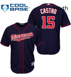 Youth Majestic Minnesota Twins 15 Jason Castro Replica Navy Blue Alternate Road Cool Base MLB Jersey Youth Majestic Minnesota Twins 15 Jason Castro Replica Navy Blue Alternate Road Cool Base MLB Jersey