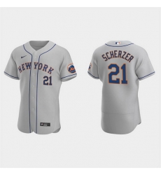 Men New York Mets 21 Max Scherzer Grey Flex Base Stitched jersey Men New York Mets 21 Max Scherzer Grey Flex Base Stitched jersey