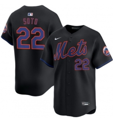 Men New York Mets 22 Juan Soto Black 2024 Alternate Limited Stitched Baseball Jersey Men New York Mets 22 Juan Soto Black 2024 Alternate Limited Stitched Baseball Jersey