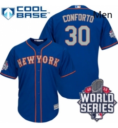 Mens Majestic New York Mets 30 Michael Conforto Authentic Royal Blue Alternate Road Cool Base 2015 World Series MLB Jersey Mens Majestic New York Mets 30 Michael Conforto Authentic Royal Blue Alternate Road Cool Base 2015 World Series MLB Jersey