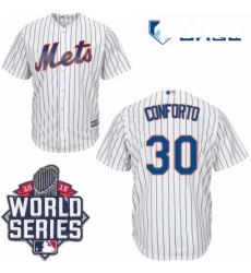 Mens Majestic New York Mets 30 Michael Conforto Replica White Home Cool Base 2015 World Series MLB Jersey Mens Majestic New York Mets 30 Michael Conforto Replica White Home Cool Base 2015 World Series MLB Jersey