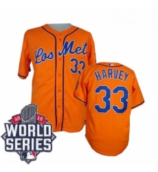 Mens Majestic New York Mets 33 Matt Harvey Authentic Orange Los Mets Cool Base 2015 World Series MLB Jersey Mens Majestic New York Mets 33 Matt Harvey Authentic Orange Los Mets Cool Base 2015 World Series MLB Jersey