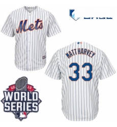 Mens Majestic New York Mets 33 Matt Harvey Replica White Home Cool Base 2015 World Series MLB Jersey Mens Majestic New York Mets 33 Matt Harvey Replica White Home Cool Base 2015 World Series MLB Jersey