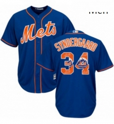 Mens Majestic New York Mets 34 Noah Syndergaard Authentic Royal Blue Team Logo Fashion Cool Base MLB Jersey Mens Majestic New York Mets 34 Noah Syndergaard Authentic Royal Blue Team Logo Fashion Cool Base MLB Jersey