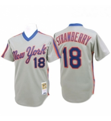 Mens Mitchell and Ness New York Mets 18 Darryl Strawberry Authentic Grey Throwback MLB Jersey Mens Mitchell and Ness New York Mets 18 Darryl Strawberry Authentic Grey Throwback MLB Jersey