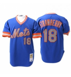 Mens Mitchell and Ness New York Mets 18 Darryl Strawberry Replica Blue Throwback MLB Jersey Mens Mitchell and Ness New York Mets 18 Darryl Strawberry Replica Blue Throwback MLB Jersey