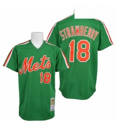 Mens Mitchell and Ness New York Mets 18 Darryl Strawberry Replica Green Throwback MLB Jersey Mens Mitchell and Ness New York Mets 18 Darryl Strawberry Replica Green Throwback MLB Jersey