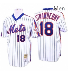 Mens Mitchell and Ness New York Mets 18 Darryl Strawberry Replica WhiteBlue Strip Throwback MLB Jersey Mens Mitchell and Ness New York Mets 18 Darryl Strawberry Replica WhiteBlue Strip Throwback MLB Jersey
