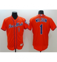 Men's New York Mets #1 Amed Rosario Orange Royal Alternate Stitched Baseball Jersey Men's New York Mets #1 Amed Rosario Orange Royal Alternate Stitched Baseball Jersey