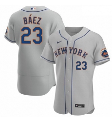 Men's New York Mets #23 Javier Baez Gray Anthentic Nike Jersey Men's New York Mets #23 Javier Baez Gray Anthentic Nike Jersey