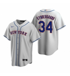 Mens Nike New York Mets 34 Noah Syndergaard Gray Road Stitched Baseball Jerse Mens Nike New York Mets 34 Noah Syndergaard Gray Road Stitched Baseball Jerse