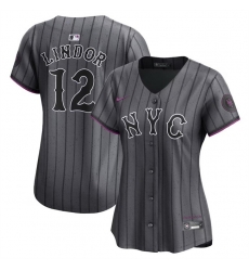 Women New York Mets 12 Francisco Lindor Graphite 2024 City Connect Limited Stitched Baseball Jersey 1 Women New York Mets 12 Francisco Lindor Graphite 2024 City Connect Limited Stitched Baseball Jersey 1