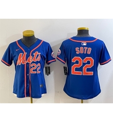 Women New York Mets 22 Juan Soto Royal 2024 Alternate Limited Stitched Baseball Jersey Women New York Mets 22 Juan Soto Royal 2024 Alternate Limited Stitched Baseball Jersey