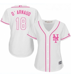 Womens Majestic New York Mets 18 Travis dArnaud Replica White Fashion Cool Base MLB Jersey Womens Majestic New York Mets 18 Travis dArnaud Replica White Fashion Cool Base MLB Jersey