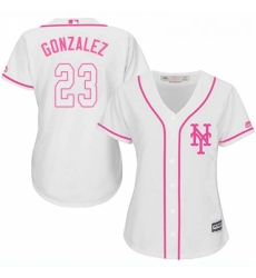Womens Majestic New York Mets 23 Adrian Gonzalez Replica White Fashion Cool Base MLB Jersey 