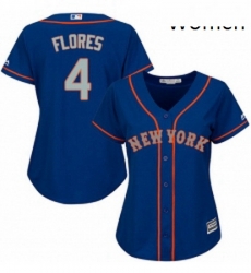 Womens Majestic New York Mets 4 Wilmer Flores Replica Royal Blue Alternate Road Cool Base MLB Jersey Womens Majestic New York Mets 4 Wilmer Flores Replica Royal Blue Alternate Road Cool Base MLB Jersey
