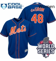 Womens Majestic New York Mets 48 Jacob deGrom Replica Blue 2015 World Series MLB Jersey Womens Majestic New York Mets 48 Jacob deGrom Replica Blue 2015 World Series MLB Jersey