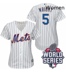 Womens Majestic New York Mets 5 David Wright Replica WhiteBlue Strip 2015 World Series MLB Jersey Womens Majestic New York Mets 5 David Wright Replica WhiteBlue Strip 2015 World Series MLB Jersey