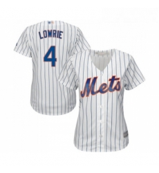 Womens New York Mets 4 Jed Lowrie Authentic White Home Cool Base Baseball Jersey Womens New York Mets 4 Jed Lowrie Authentic White Home Cool Base Baseball Jersey