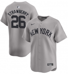 Men New York Yankee #26 Darryl Strawberry Gray Stitched Cool Base jersey Men New York Yankee #26 Darryl Strawberry Gray Stitched Cool Base jersey