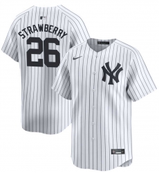 Men New York Yankee #26 Darryl Strawberry White Strips Stitched Cool Base jersey Men New York Yankee #26 Darryl Strawberry White Strips Stitched Cool Base jersey