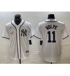 Men New York Yankees 11 Anthony Volpe White Cool Base Stitched Baseball JerseyS 1 Men New York Yankees 11 Anthony Volpe White Cool Base Stitched Baseball JerseyS 1