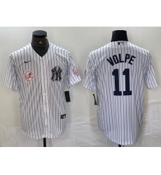 Men New York Yankees 11 Anthony Volpe White Cool Base Stitched Baseball JerseyS 3 Men New York Yankees 11 Anthony Volpe White Cool Base Stitched Baseball JerseyS 3