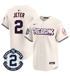 Men New York Yankees 2 Derek Jeter Cream The Bronx Graffiti V2 Vapor Limited Stitched Baseball Jersey Men New York Yankees 2 Derek Jeter Cream The Bronx Graffiti V2 Vapor Limited Stitched Baseball Jersey