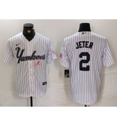 Men New York Yankees 2 Derek Jeter White Cool Base Stitched Baseball Jersey 3 Men New York Yankees 2 Derek Jeter White Cool Base Stitched Baseball Jersey 3