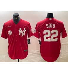 Men New York Yankees 22 Juan Soto Red Cool Base Stitched Baseball Jersey 1 Men New York Yankees 22 Juan Soto Red Cool Base Stitched Baseball Jersey 1