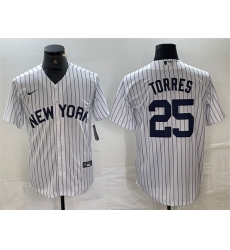 Men New York Yankees 25 Gleyber Torres White Cool Base Stitched Baseball Jersey Men New York Yankees 25 Gleyber Torres White Cool Base Stitched Baseball Jersey
