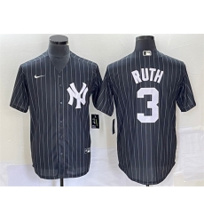 Men New York Yankees 3 Babe Ruth Black Cool Base Stitched Baseball Jersey Men New York Yankees 3 Babe Ruth Black Cool Base Stitched Baseball Jersey
